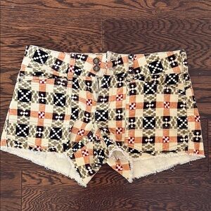 Pilcro Black and Orange Jean Shorts Casual Style